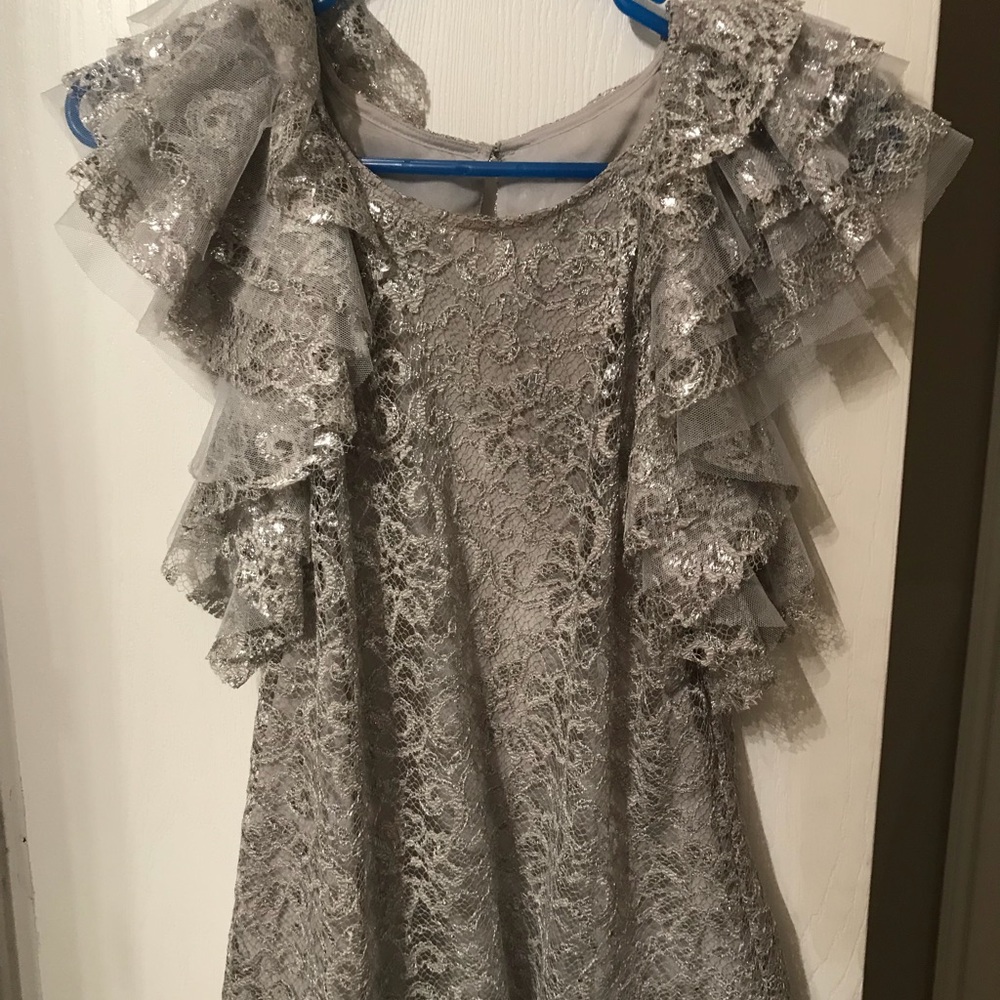 BCBG silver lace top